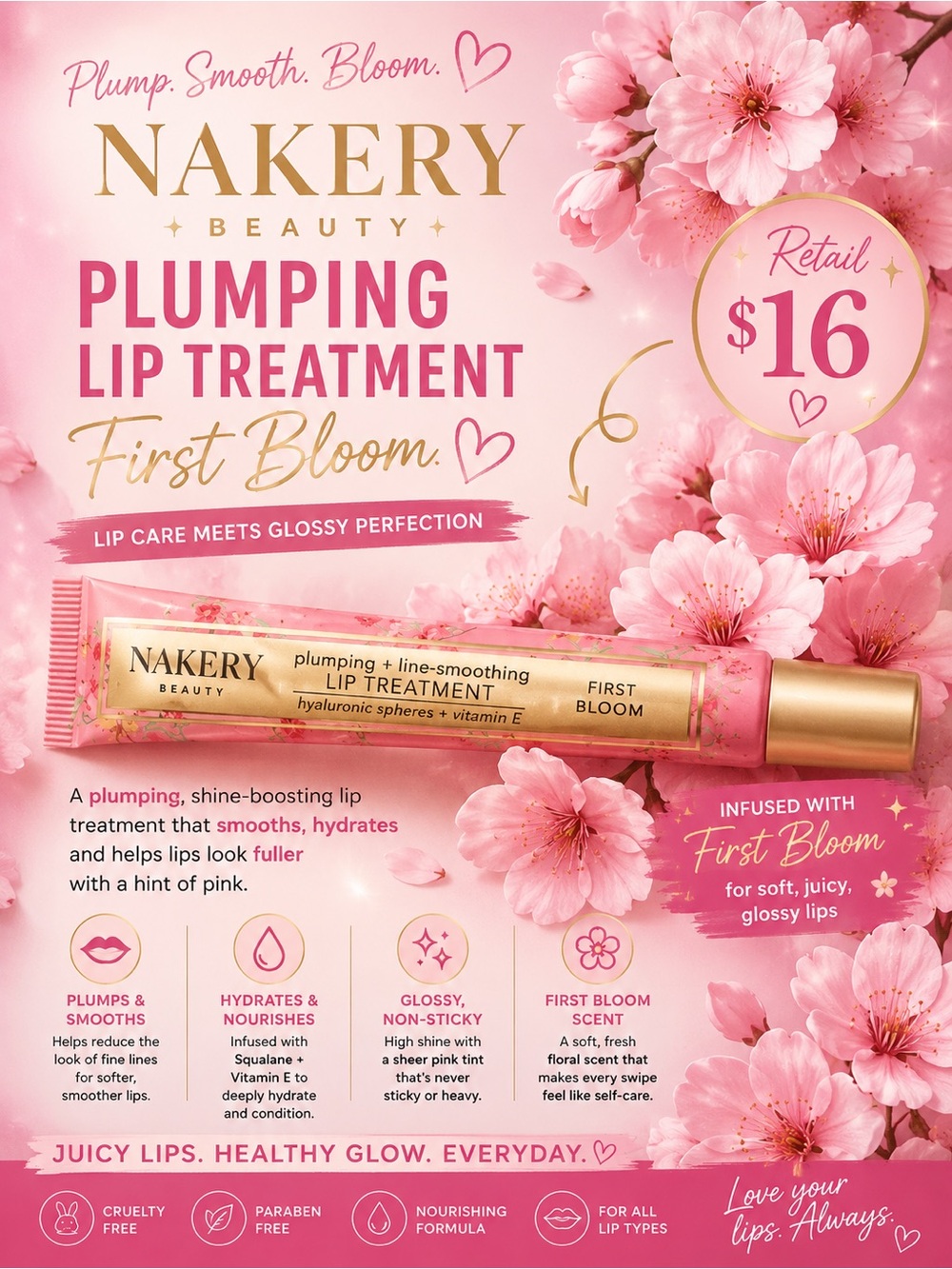 Nakery Beauty First Bloom Plumping Lip Treatment - Pink